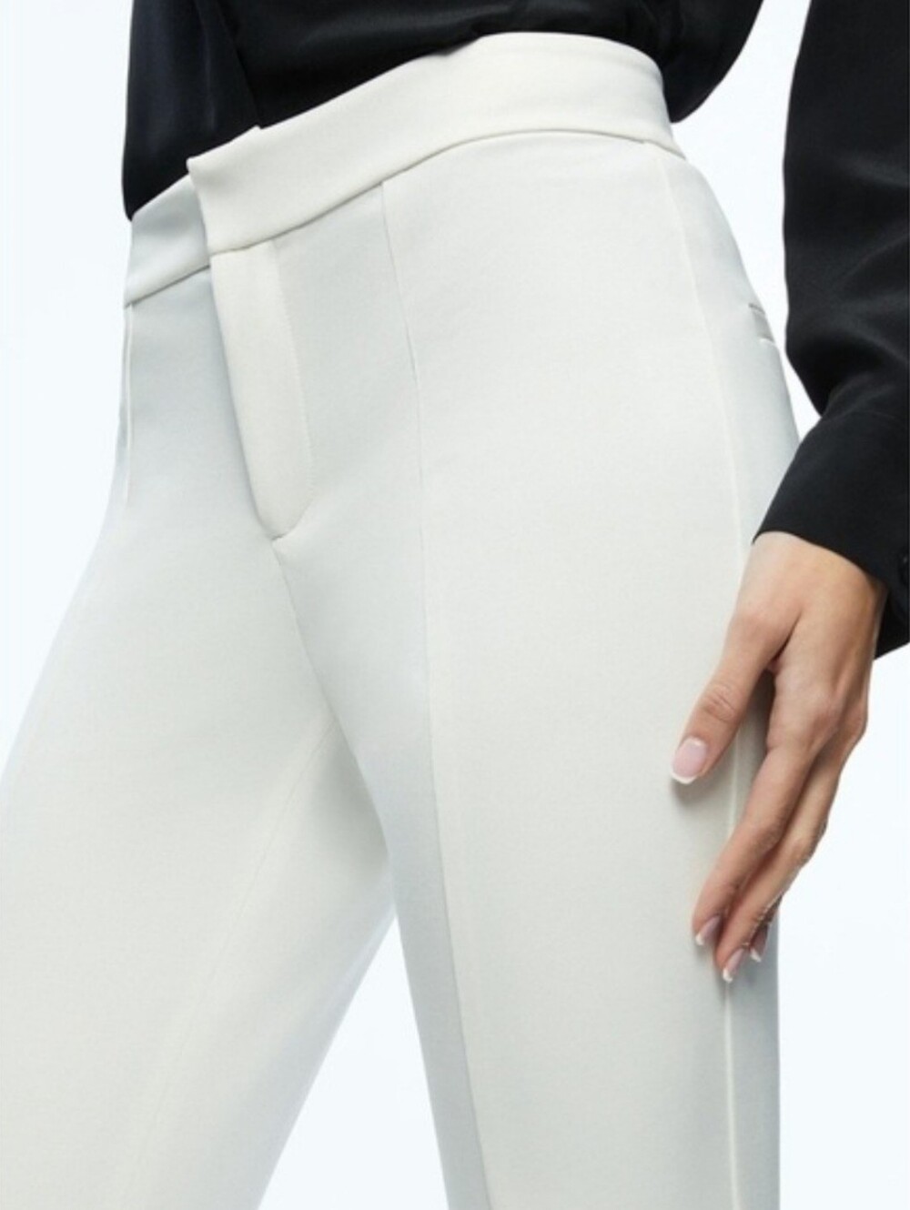 Alice + Olivia Walker Off White Slit Hem Cropped Pants size 4 - Picture 8 of 15